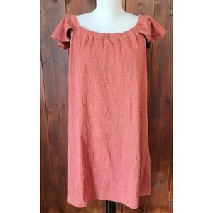 Madewell Women L Eloise Off Shoulder Dress Russet Orange | Textured | Flutter🍂